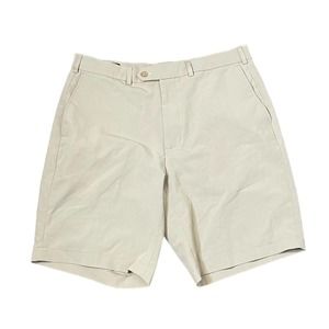 Monterey Club Golf Short Men Size 32 Chino Classic Fairway Beige Hi-Rise Stretch